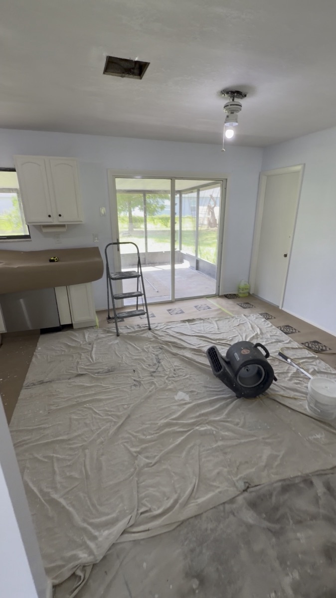Walking the renovation: fresh paint throughout and the new kitchen going in